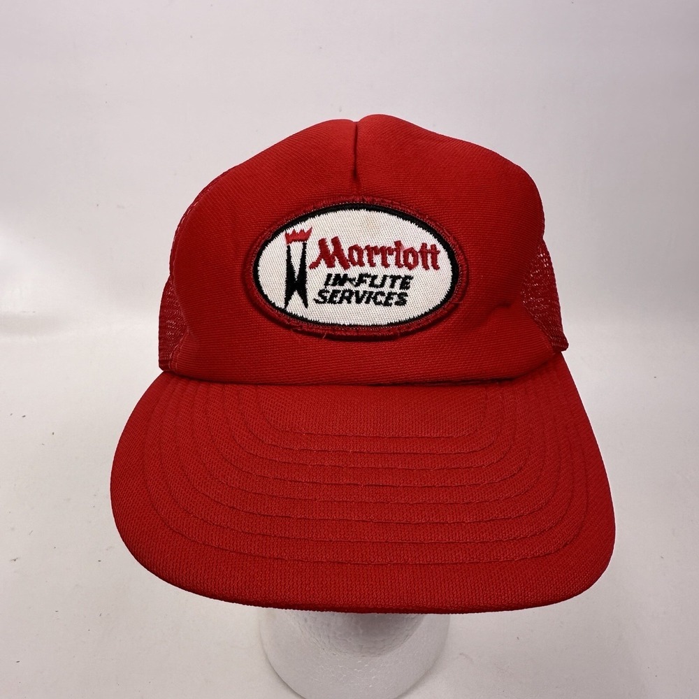 Mariott In-Flite Services Hat Snapback Trucker Mesh Red Patch
